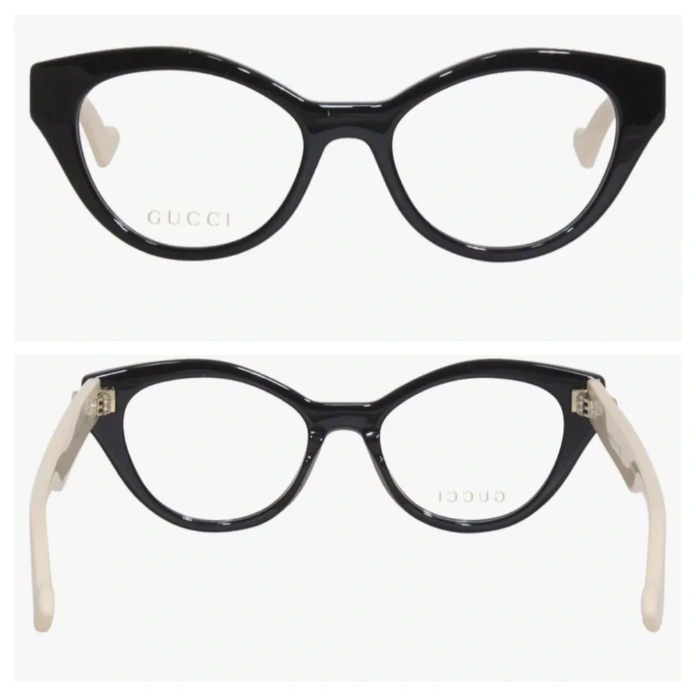 Gucci Women's Black and Cream Cat-Eye Glasses Gucci GG0959S Black